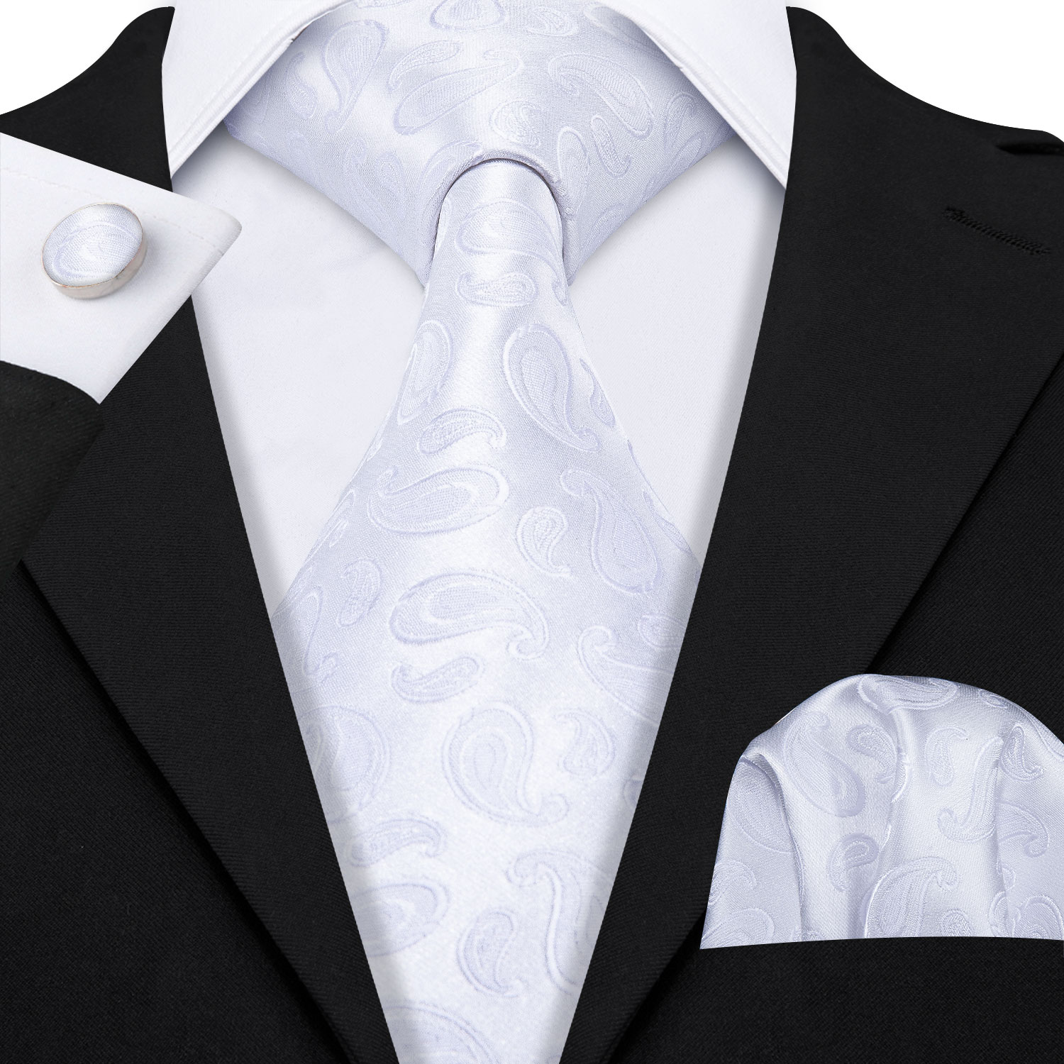Fashion White Mens Wedding Tie - Mens Grooming Kit Gift 评论和价格