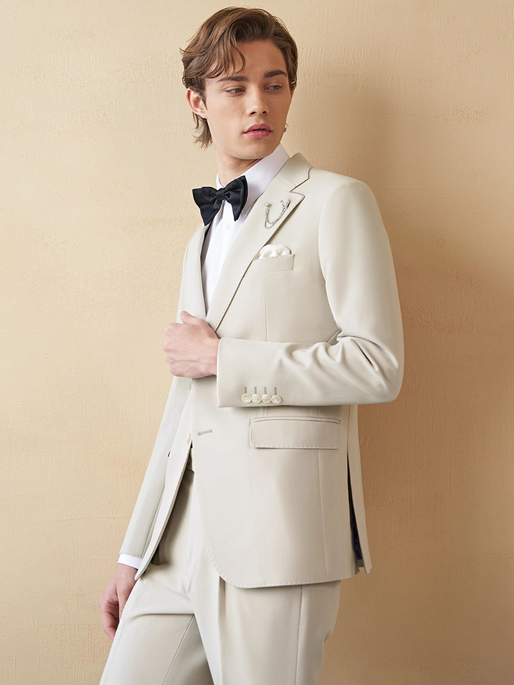 Mens Suits Set Luxury Beige Kh - Young Men'S Grooming 评论和价格