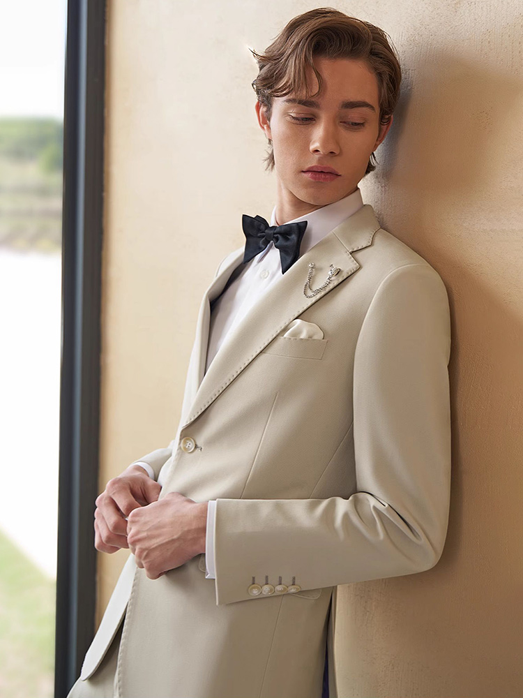 Mens Suits Set Luxury Beige Kh - Young Men'S Grooming 评论和价格